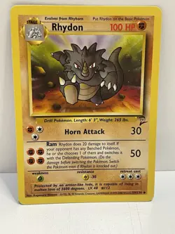 Pokemon WOTC TCG Vintage Rhydon 059/130 Base Set 2 Regular LP - Image 1