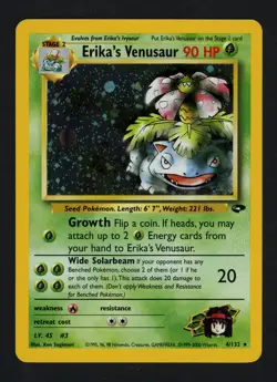 Erika's Venusaur 4/132 Gym Challenge Unlimited Holofoil Holo Rare Pokemon TCG - Image 1