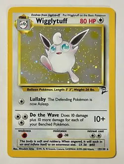 Pokemon TCG Wigglytuff Holo Rare 19/130 Base Set 2 + rare swirl (NM) - Image 1