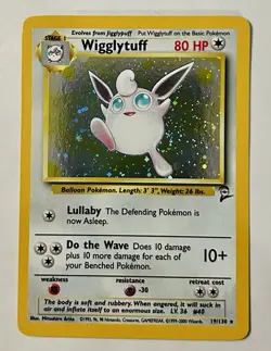 Pokemon TCG Wigglytuff Holo Rare 19/130 Base Set 2 + rare swirl (NM) - Image 2