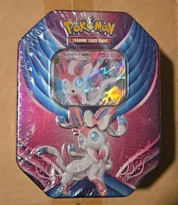 2018 Sylveon GX Evolution Celebrations Pokemon TCG Sealed Collector Gift Tin - Image 1