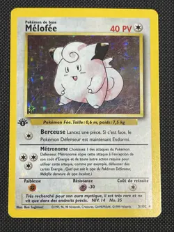 1999 Vintage Pokemon FRENCH 1st Edition Base Set Melofee-Clefairy Holo 5/102 - Image 1