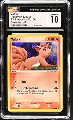 Vulpix 72/106 Reverse Holo EX Emerald Pokemon CGC 10 Gem Mint - Image 1