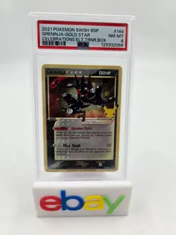 PSA 8 Greninja Gold Star Holo #144 2021 Pokemon Celebrations Promo - Image 1
