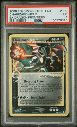 2006 POKEMON EX DRAGON FRONTIERS GOLD STAR #100 CHARIZARD-HOLO PSA 1 - Image 1