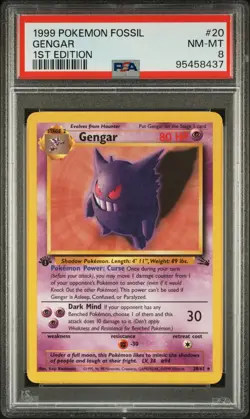 Pokemon TCG Gengar Pokemon Fossil 20 PSA 8 - Image 1