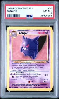 1999 POKEMON FOSSIL #20 GENGAR PSA 8 - Image 1