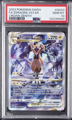 2023 POKEMON SWORD & SHIELD CROWN ZENITH #GG43 FULL ART/ZERAORA VSTAR PSA 10 - Image 1