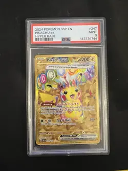 2024 Pokemon SSP En-Surging Sparks Pikachu Card 247/191 Hyper Rare EX PSA 9 - Image 1