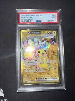2024 Pokemon SSP En-Surging Sparks Pikachu Card 247/191 Hyper Rare EX PSA 9 - Image 3