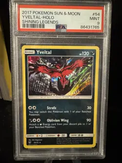 Holo Foil Yveltal # 54/73 Shining Legends Set Pokemon Trading Cards PSA 9 MINT - Image 1