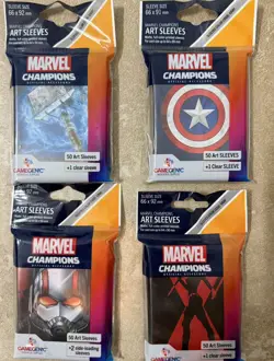 4 Packs Of Marvel Champions Art Sleeves Cards Captain America Wasp Thor New - Image 1