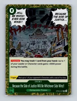 Because the Side of Justice OP05-037 One Piece The Best Vol 2 Foil Rare Card NM+ - Image 1