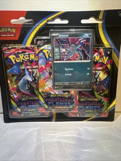 Pokemon Mega Evolution: Phantasmal Flames 3-Pack Blister (Promo Card: Sneasel) - Image 1