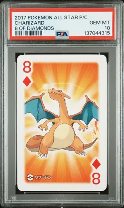 Pokemon All Star Charizard 8 of Diamonds Playing Poker Card 2017 PSA 10 GEM MINT - Image 1