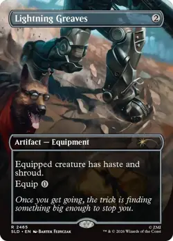 NM MTG FOIL LIGHTNING GREAVES SECRET LAIR FALLOUT GREET THE DOG - Image 1