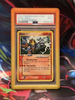 Entei Gold Star Unseen Forces 113/115 Series PSA 9 Mint Pokemon (INCLUDES GUARD) - Image 1