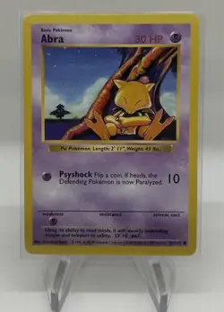 Pokemon TCG Abra Shadowless Common Card 43/102 Base Set - Image 1
