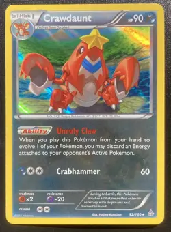Crawdaunt 92/160 Pokemon Primal Clash Holo Rare TCG LP - Image 1