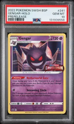 2022 POKEMON SWSH BLACK STAR PROMO PRERELEASE #241 GENGAR-HOLO PSA 10 - Image 1