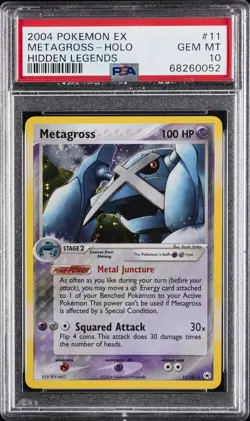 2004 POKEMON EX HIDDEN LEGENDS #11 METAGROSS-HOLO PSA 10 - Image 1