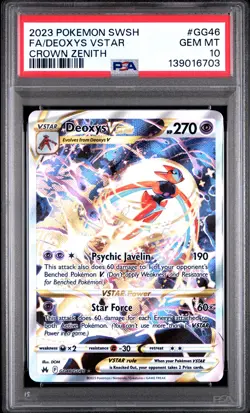 2023 POKEMON SWORD & SHIELD CROWN ZENITH #GG46 FULL ART/DEOXYS VSTAR PSA 10 - Image 1