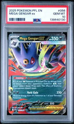 2025 POKEMON PFL EN-PHANTASMAL FLAMES #056 MEGA GENGAR EX PSA 10 - Image 1