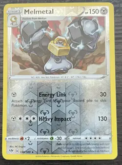 Melmetal 130/189 Sword Shield Pokemon TCG Darkness Ablaze Reverse Holo MINT NM - Image 1
