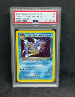 2000 Pokemon Team Rocket Dark Gyarados 8/82 Holo Foil Prerelease Promo PSA 7 - Image 1