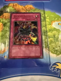 Yu-Gi-Oh! Mask of Restrict LON-018 Labyrinth of Nightmare Holo Trap Konami Eng - Image 1