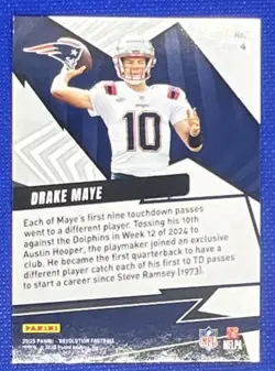 2025 Panini Revolution Shockwave Drake Maye #4 Patriots Holographic NFL - Image 3