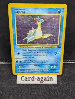 Pokemon TCG Lapras Fossil Holo Unlimited Rare Card 10/62 WOTC, MP Condition - Image 1