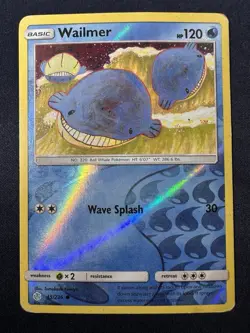 Wailmer 45/236 Reverse Holo Card Sun & Moon - Cosmic Eclipse Pokemon TCG MP B - Image 1