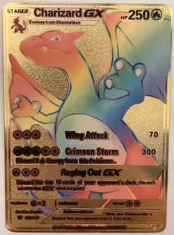 Pokemon TCG Charizard GX Gold Foil Rainbow Card 150/147 HP250 Fan Art Rare PSA - Image 1
