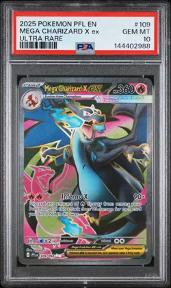 2025 Pokemon Phantasmal Flames Mega Charizard X EX Ultra Rare #109 PSA 10 GEM MT - Image 1
