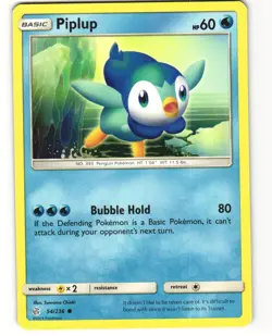 Piplup Common Pokemon TCG Cosmic Eclipse 54/236 LP - Image 1