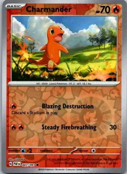 Charmander 007/091 Reverse Holo Paldean Fates Pokemon NM - Image 1