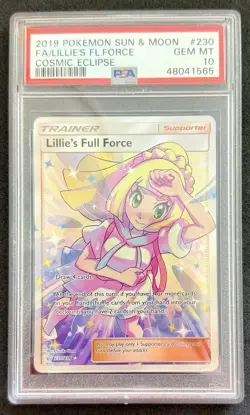 POKEMON LILLIES FULL FORCE FULL ART 2019 SUN & MOON COSMIC ECLIPSE PSA 10 - Image 1
