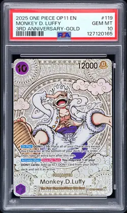 2025 ONE PIECE OP11-A FIST OF DIVINE SPEED 3RD ANV-GOLD MONKEY D. LUFFY PSA 10 - Image 1