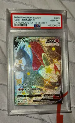 2020 Pokemon SWSH Champion's Path Charizard V Holo Full Art #079/073 PSA 10 - Image 1