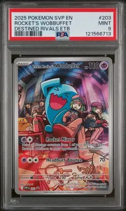 2025 Pokemon Destined Rivals Recket's Wobbuffet Black Star Promo #203 PSA 9 - Image 1