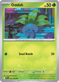 Oddish (Cosmos Foil) - 001/094 - Common - Phantasmal Flames - NM/M - PFL - Image 3
