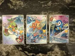 Pokemon First Partners Illustration Collection Gen 4 Turtwig, Chimchar, Piplup - Image 1