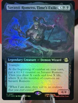 Savanti Romero, Time's Exile (Extended Art) 267 NM Foil MTG TMNT Magic Rare - Image 1