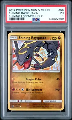 2017 POKEMON SUN & MOON SHINING LEGENDS #56 SHINING RAYQUAZA-HOLO PSA 1 - Image 1