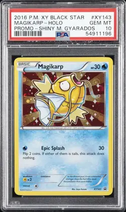 2016 POKEMON XY BLACK STAR PROMO SHINY MEGA GYARADOS #XY143 MAGIKARP-HOLO PSA 10 - Image 1