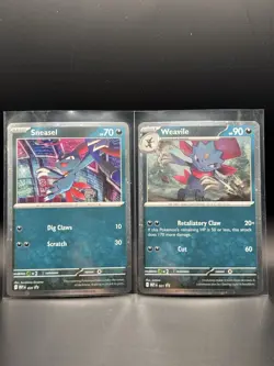Pokemon: Sneasel MEP 020 & Weavile MEP 021 Cosmos Holo Phantasmal Flames Promos - Image 1