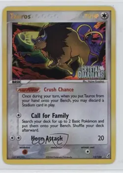 Tauros Reverse Foil Pokemon EX Crystal Guardians #12 2006 - Image 1