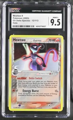 CGC 9.5 2005 POKEMON EX DELTA SPECIES MEWTWO-HOLO #12 LOW POP 6! Super Clean!! - Image 1