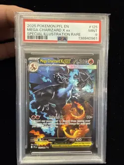 2025 POKEMON PFL SPECIAL ILLUSTRATION RARE #125 MEGA CHARIZARD X EX PSA 9 - Image 1